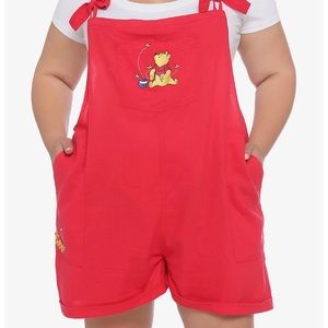 Disney Winnie the Pooh Tie Linen Shortalls Plus Size